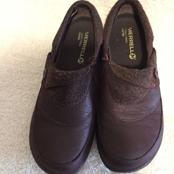 Merrell Women's Dassie Fold Andorra Burgundy Leather Moc Slip On Shoes Size 7 - Picture 10 of 12